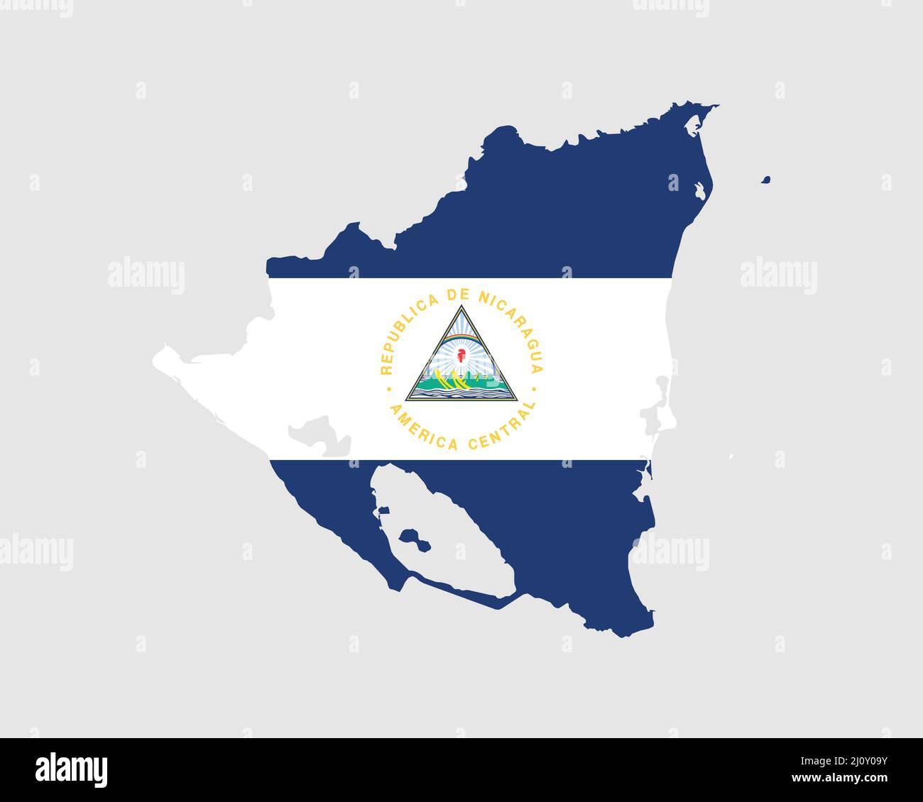 Nicaragua Flag Map. Map of the Republic of Nicaragua with the Nicaraguan country banner. Vector Illustration. Stock Vector