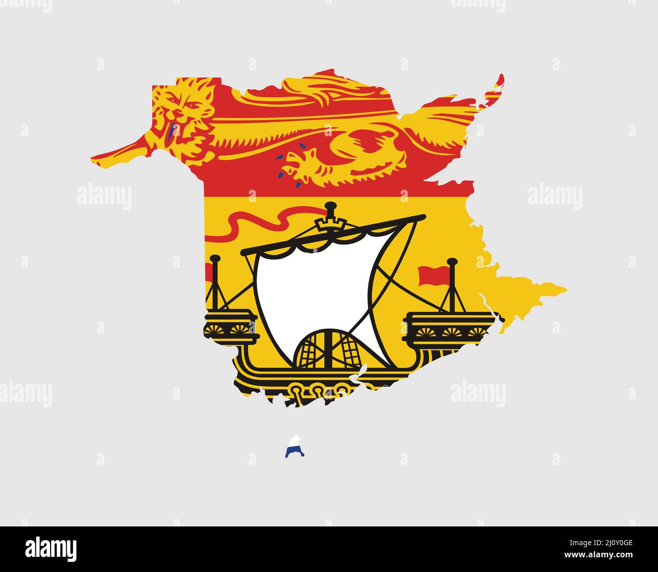 New Brunswick Map Flag. Map of New Brunswick flag. Canadian province, Canada. Vector illustration Banner. Stock Vector