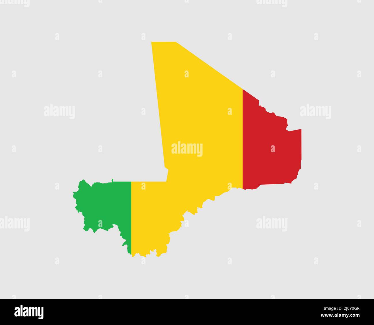 Mali Map Flag. Map of the Republic of Mali with the Malian country