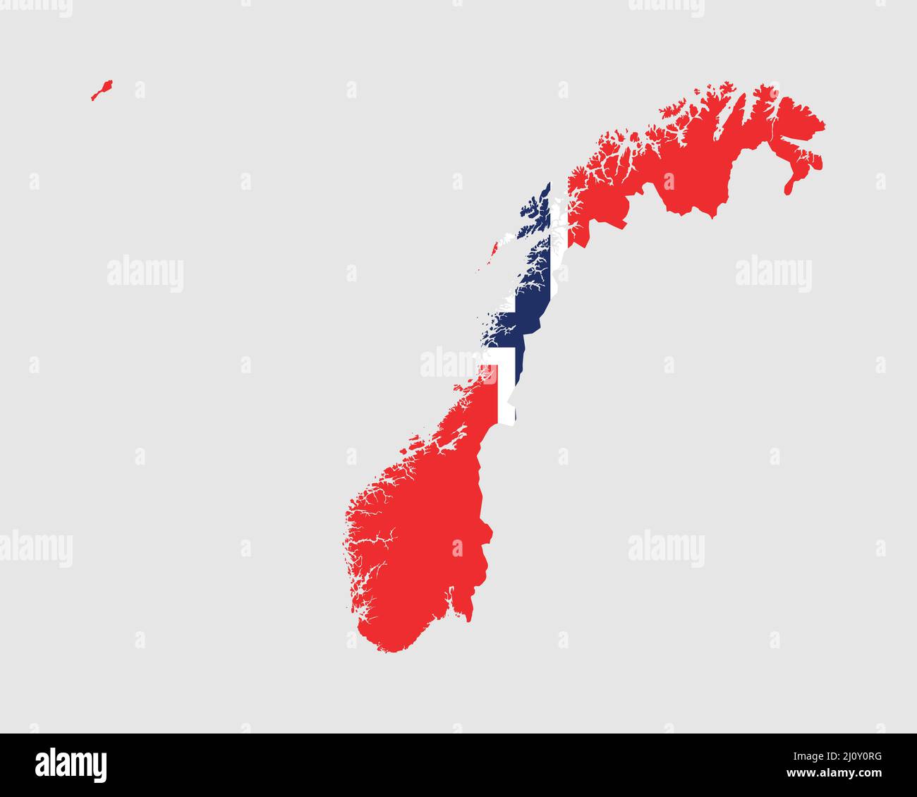 Norway Flag Map. Map of the Kingdom of Norway with the Norwegian country banner. Vector Illustration. Stock Vector