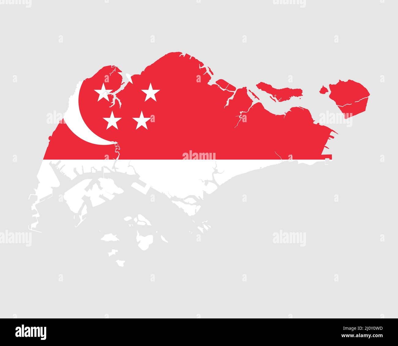 Singapore Flag Map. Map of the Republic of Singapore with the
