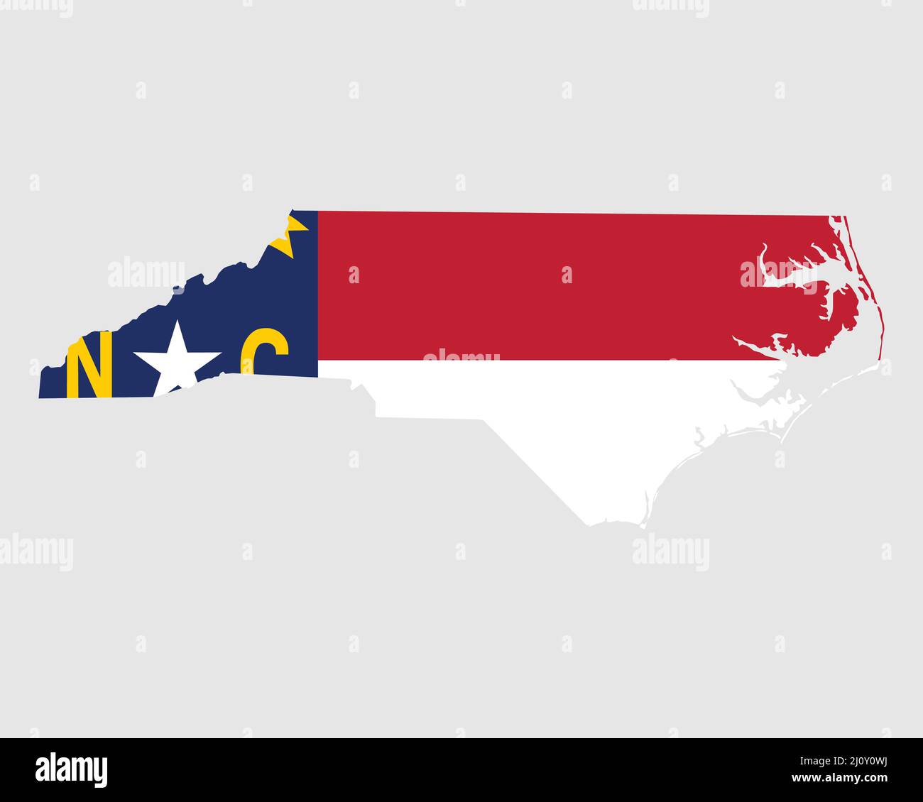 North Carolina Map Flag. Map of NC, USA with the state flag. United States, America, American, United States of America, US State Banner. Vector illus Stock Vector