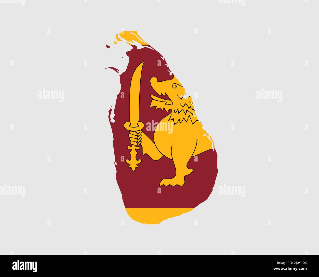 Sri Lanka Flag Map. Map of the Democratic Socialist Republic of Sri Lanka with the Sri Lankan country banner. Vector Illustration. Stock Vector