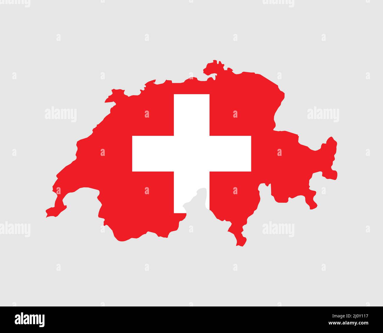 Switzerland Flag Map. Map of the Swiss Confederation with the Swiss country banner. Vector Illustration. Stock Vector