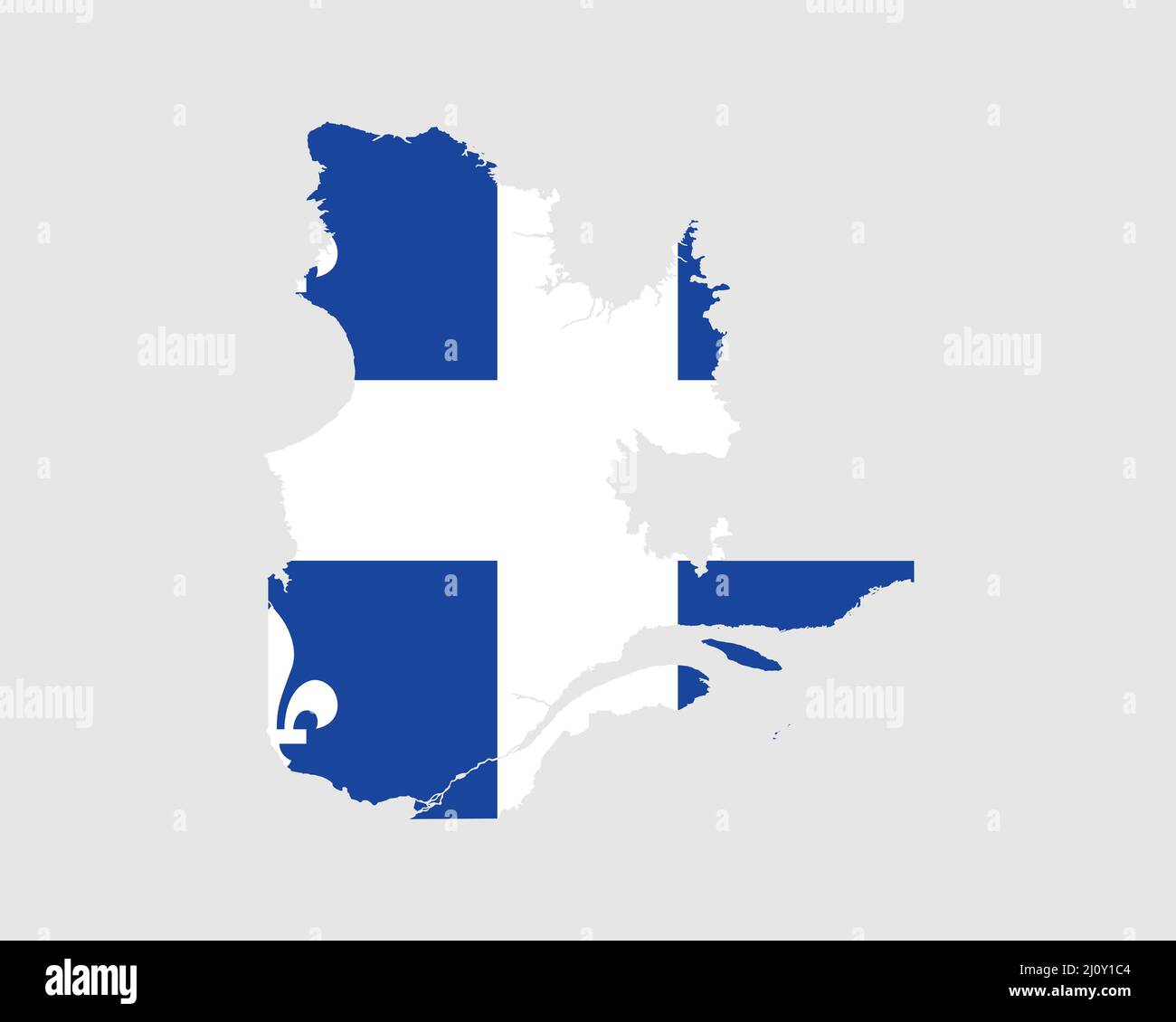 Quebec Map Flag. Map of QC, Canada with flag. Canadian province. Vector illustration Banner. Stock Vector