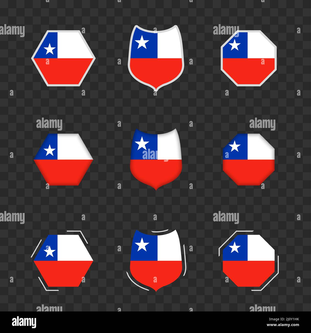 National symbols of Chile on a dark transparent background, vector