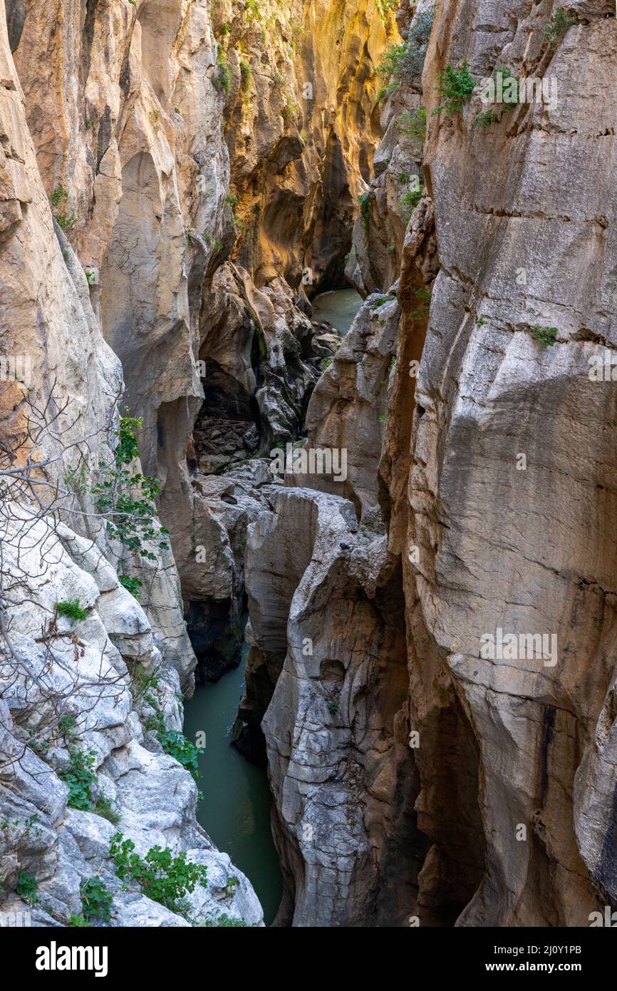 A view of the Tajo de la Encantada canyon on the Camino del Rey Stock Photo