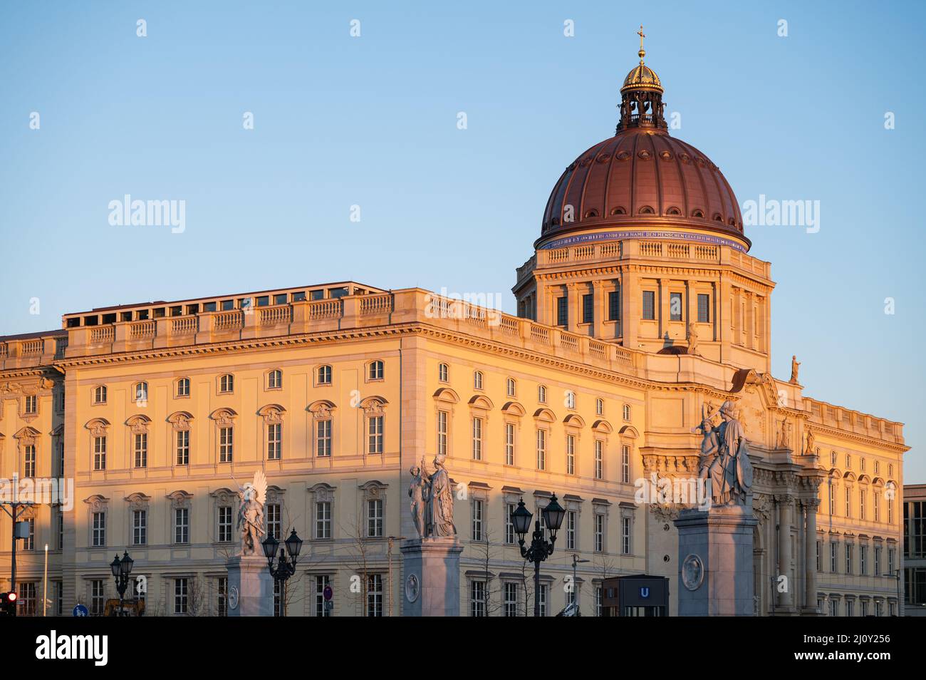 18.03.2022, Berlin, Germany, Europe - View of the Humboldt Forum in the rebuilt Berlin Palace on the Museum Island in the Mitte district. Stock Photo
