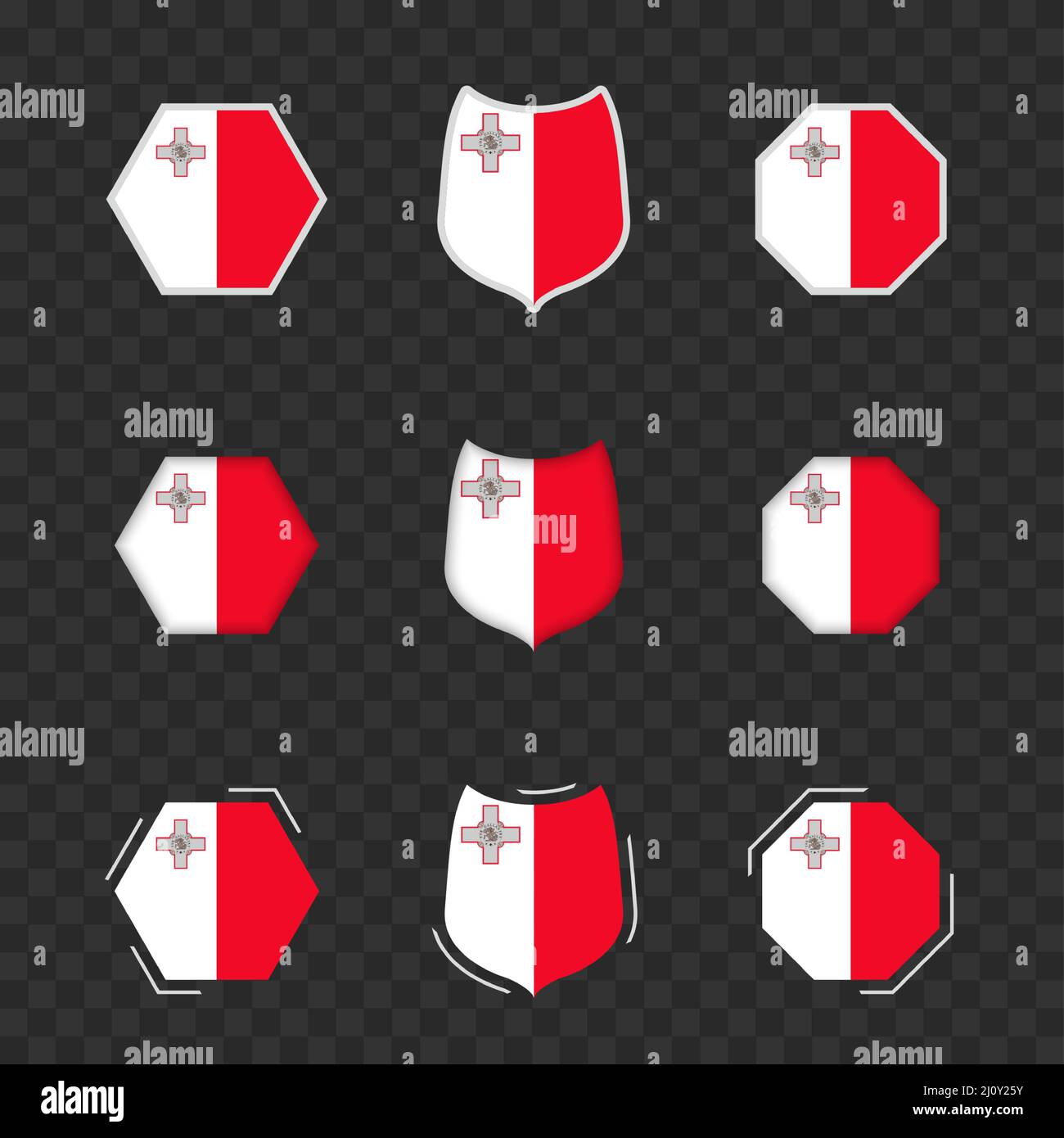 National symbols of Malta on a dark transparent background, vector