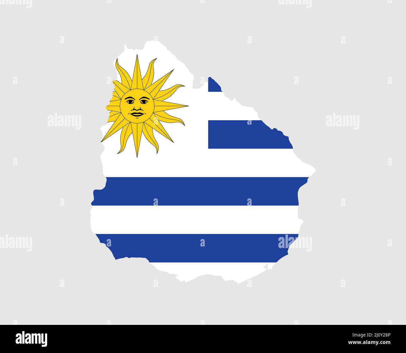 Uruguay Flag Map. Map of the Oriental Republic of Uruguay with the Uruguayan country banner. Vector Illustration. Stock Vector