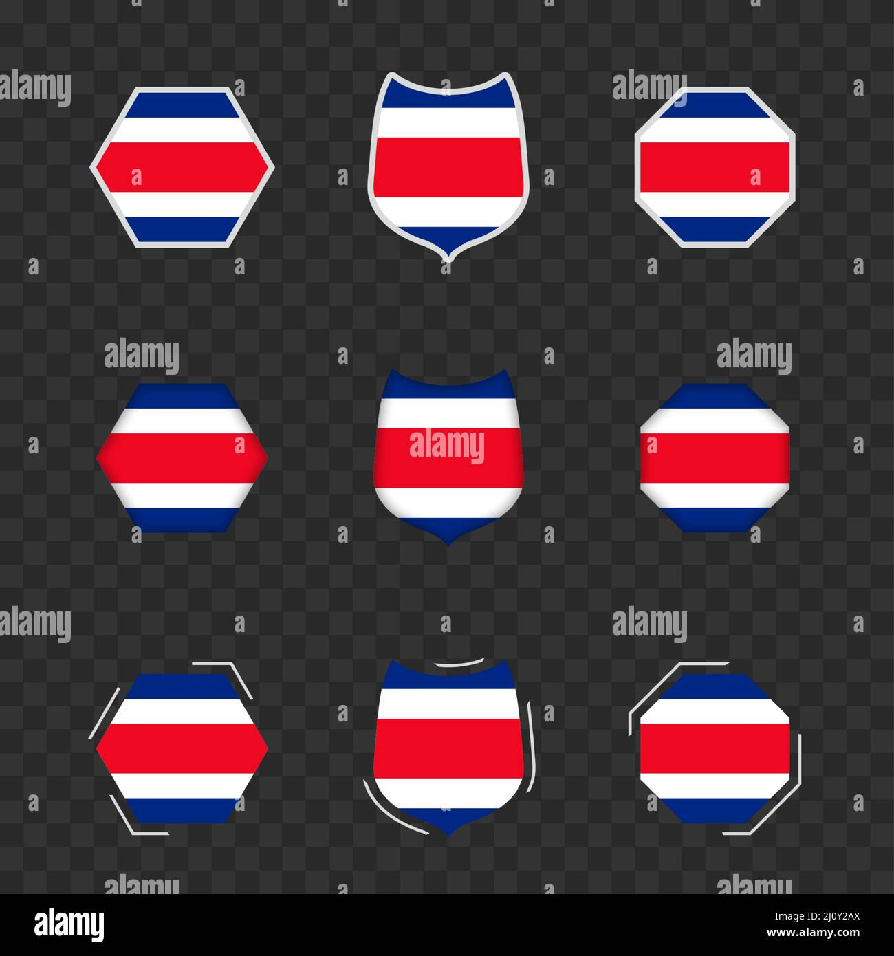 National symbols of Costa Rica on a dark transparent background, vector