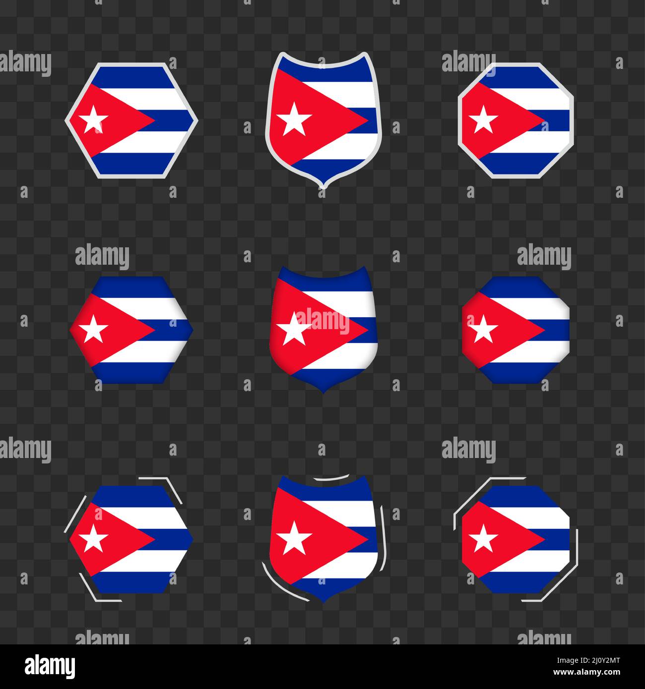 National symbols of Cuba on a dark transparent background, vector flags of Cuba. Vector illustration. Stock Vector