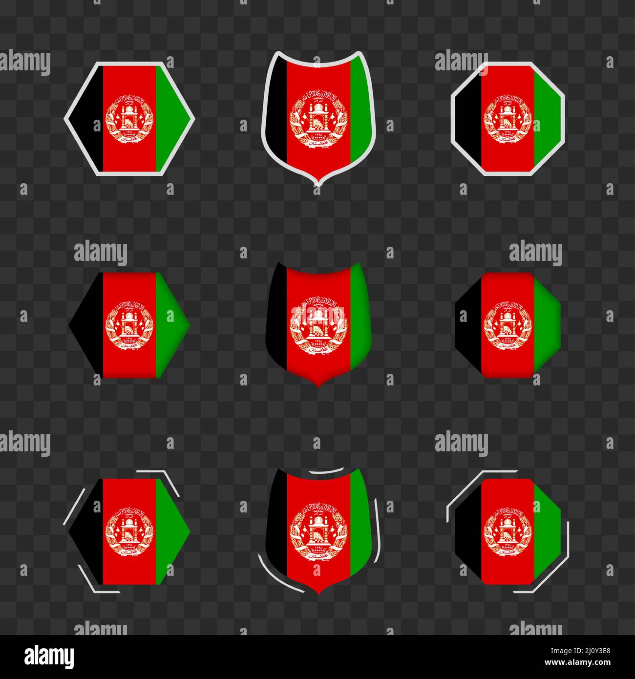 National symbols of Afghanistan on a dark transparent background