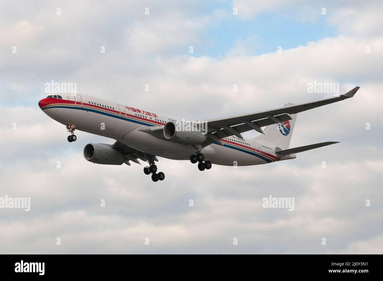 London, Uk - August 06, 2013 - China Eastern airline lands at London Heathrow airport Stock Photo