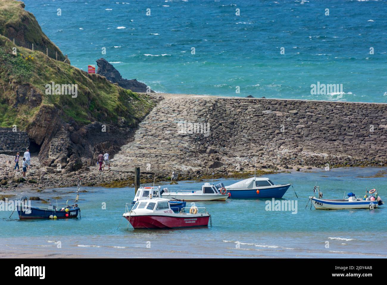 BUDE, CORNWALL, UK - AUGUST 15 :  Beach and harbour in Bude in Cornwall on August 15, 2013. Unidentified people Stock Photo