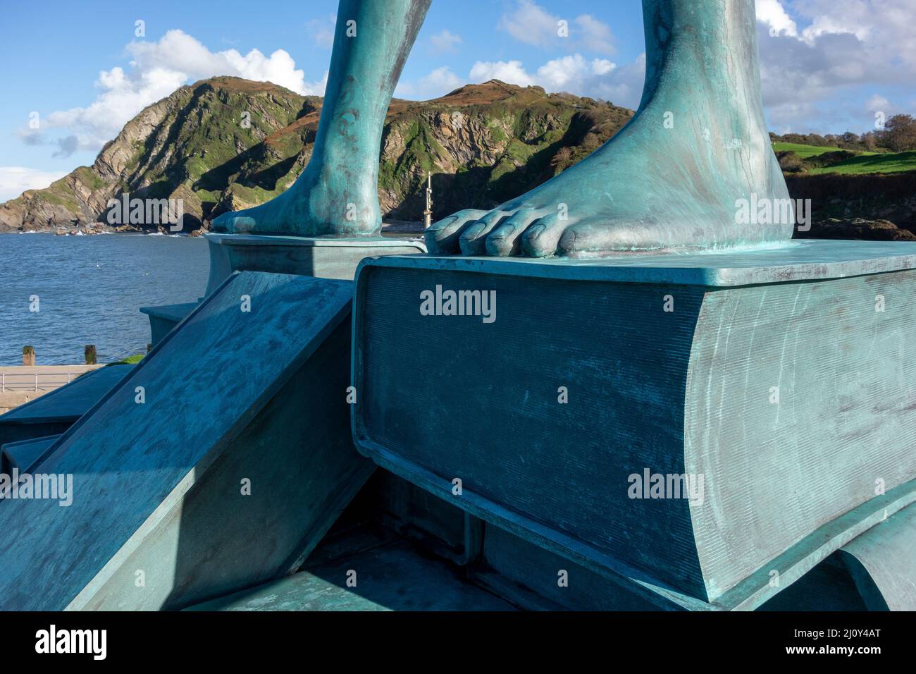 ILFRACOMBE, DEVON, UK - OCTOBER 19 : Partial detailed view of Damien Hirst's Verity at Ilfracombe harbour in Devon on October 19 Stock Photo