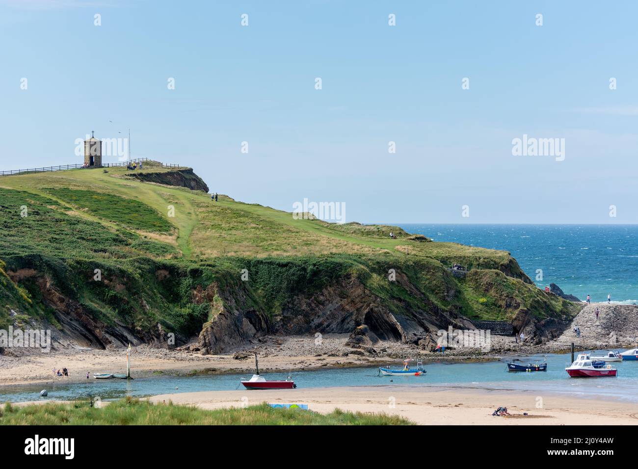 BUDE, CORNWALL/UK - AUGUST 15 : Beach and harbour in Bude in Cornwall on August 15, 2013. Unidentified people. Stock Photo