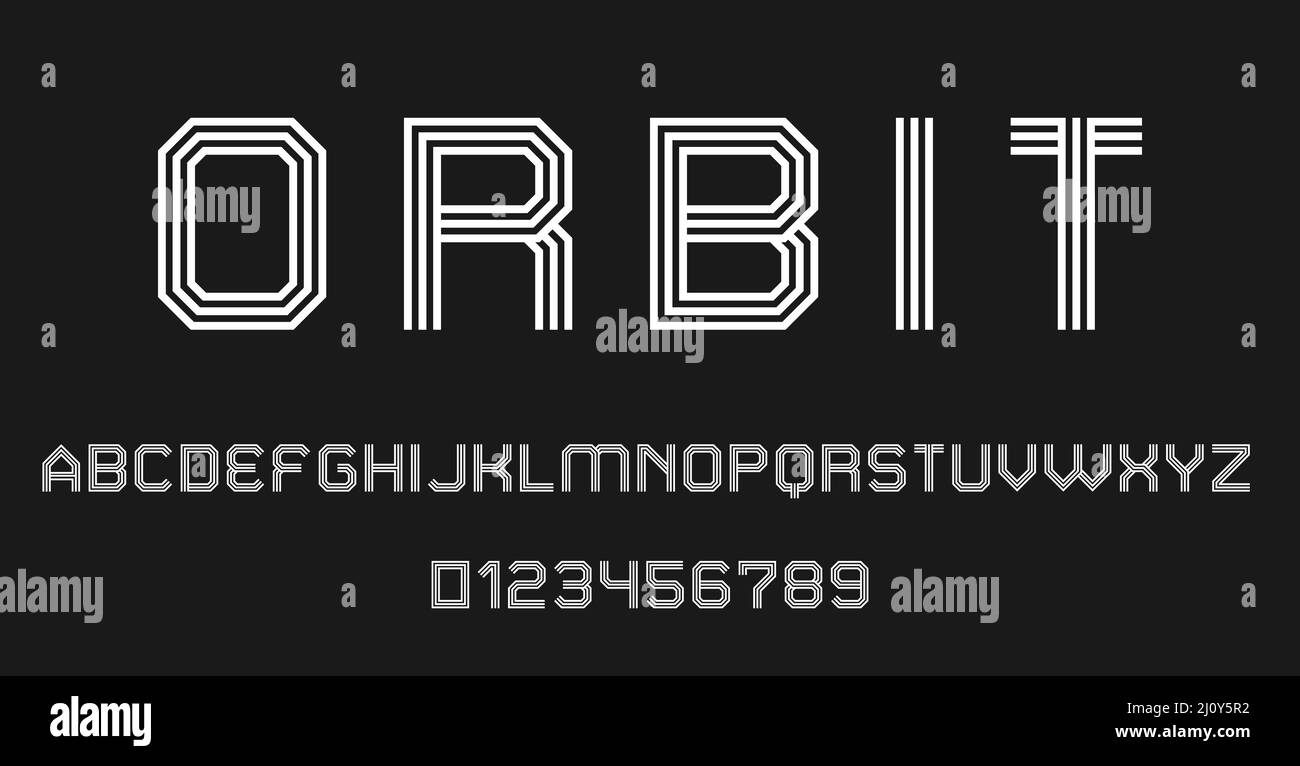 Set of alphabets font letters and numbers modern abstract design with ...