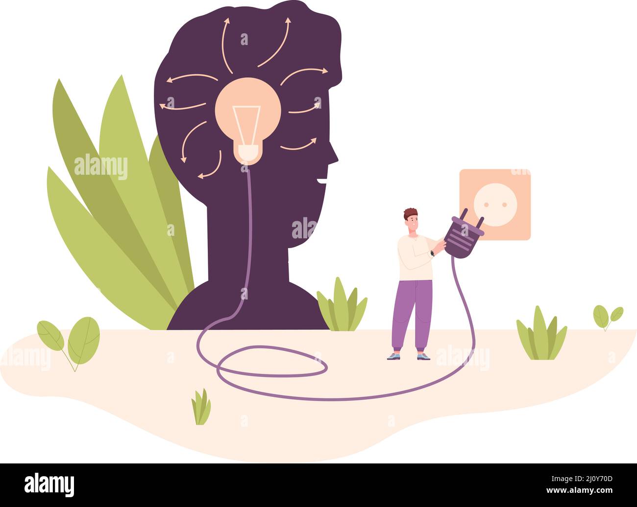 Mind trainer. Development exercise plan for confusion brain education, guide coach concept, personal coaching mentoring, vector illustration. Approach problem and solution plan Stock Vector