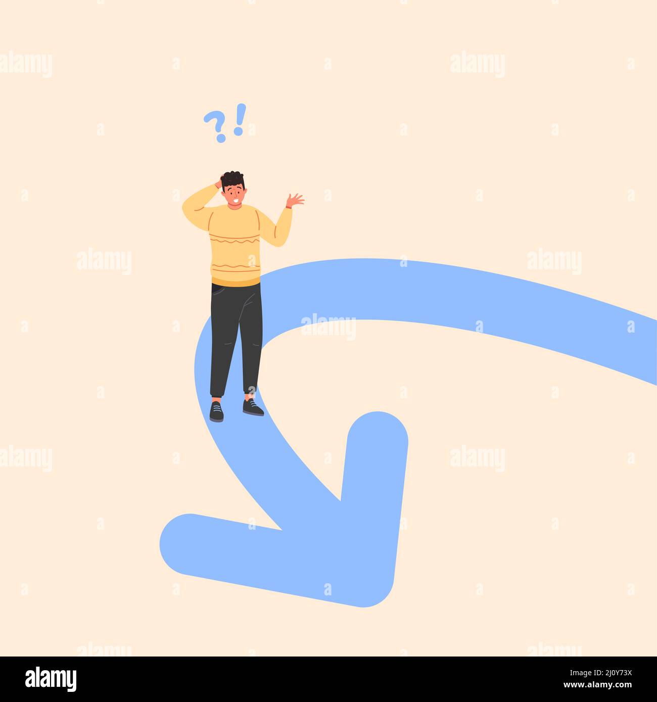 Reverse trend. Turning point, reversal direction arrow backward