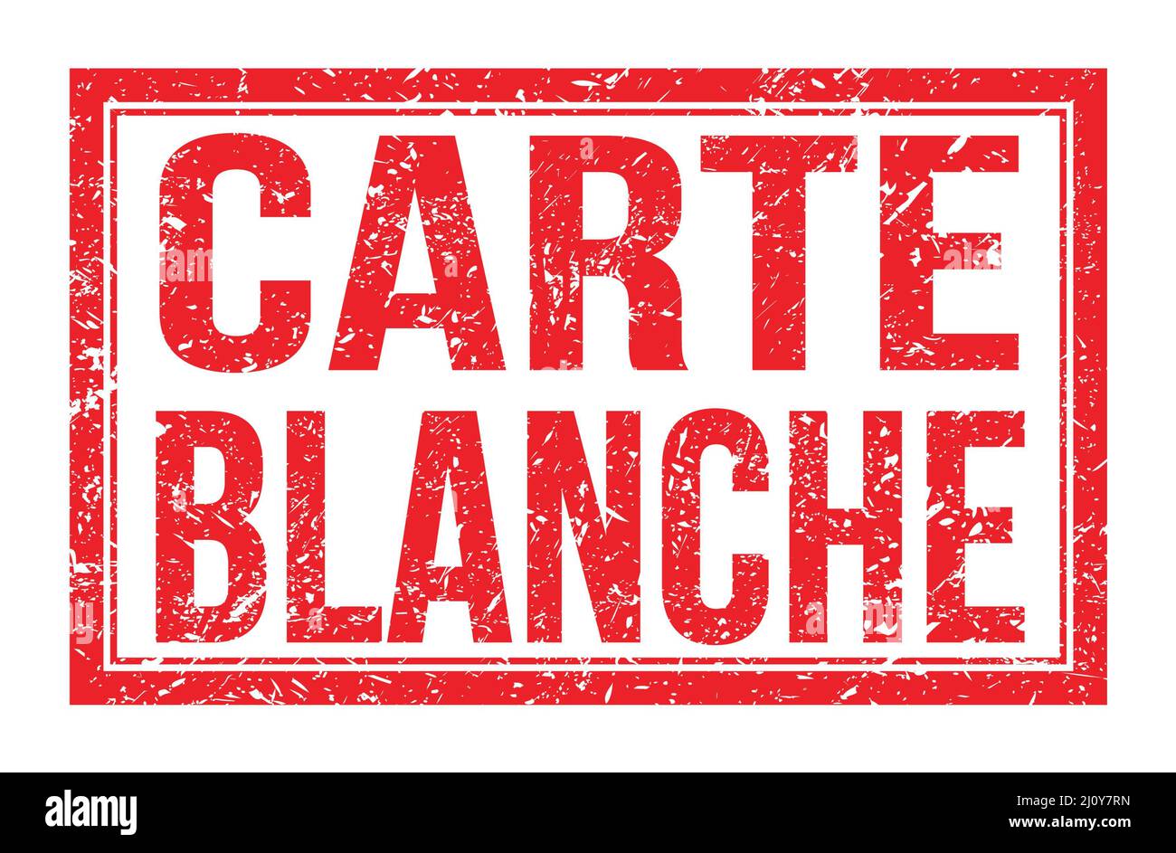 CARTE BLANCHE, words written on red rectangle stamp sign Stock Photo