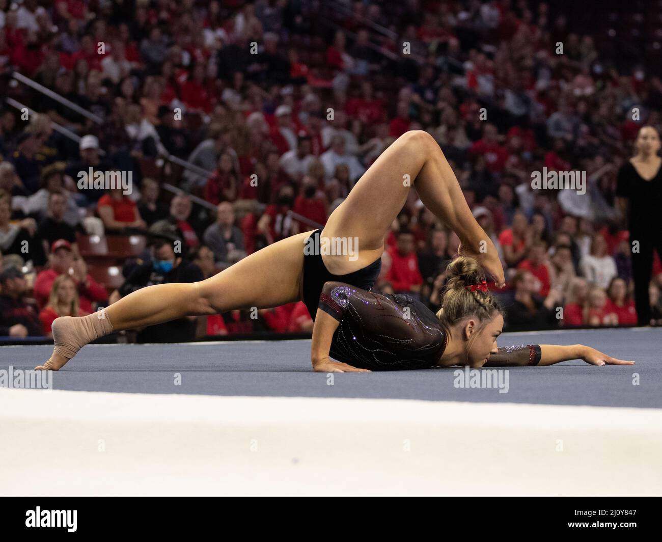 March 19, 2022 University of Utah gymnast Jaylene Gilstrap competes