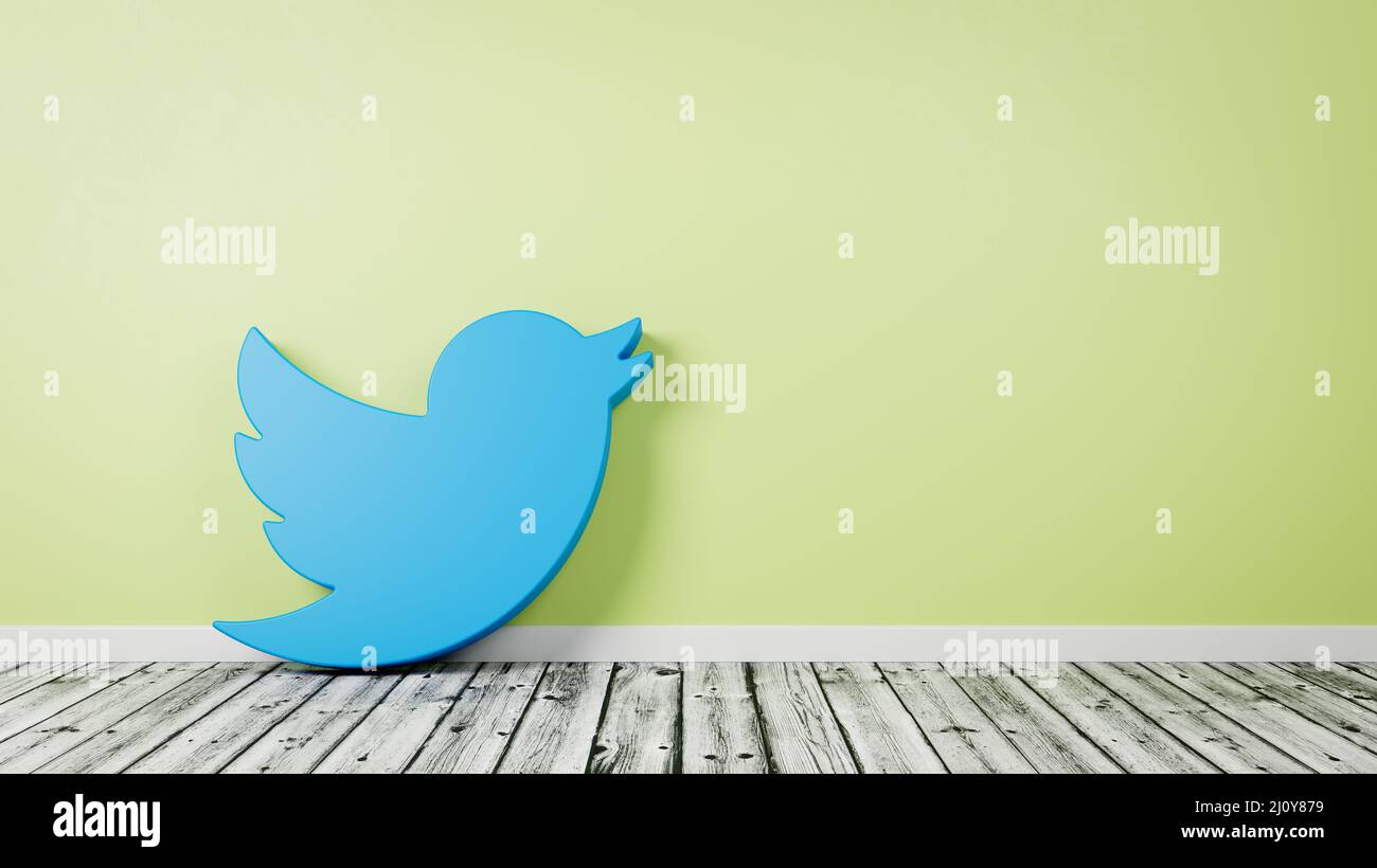 Twitter Logo on Wooden Floor Against Wall Stock Photo - Alamy