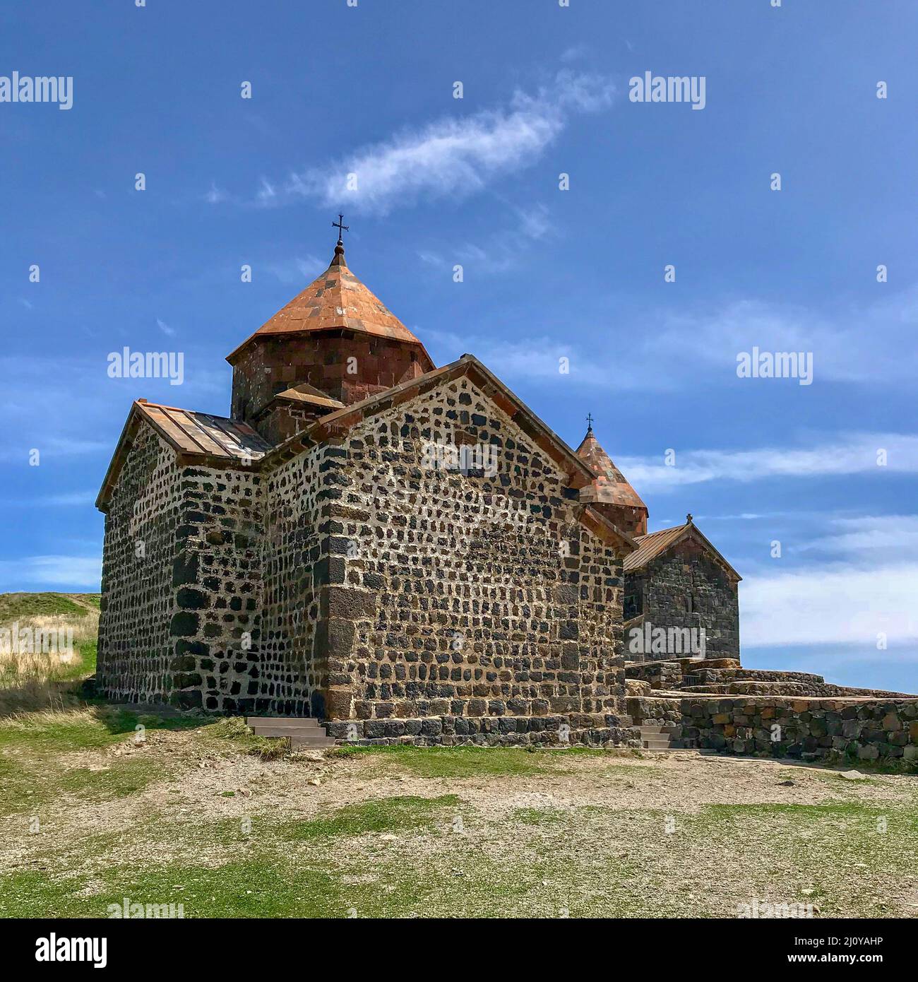 Monastery of Sevanavank in Lake Sevan. Stock Photo