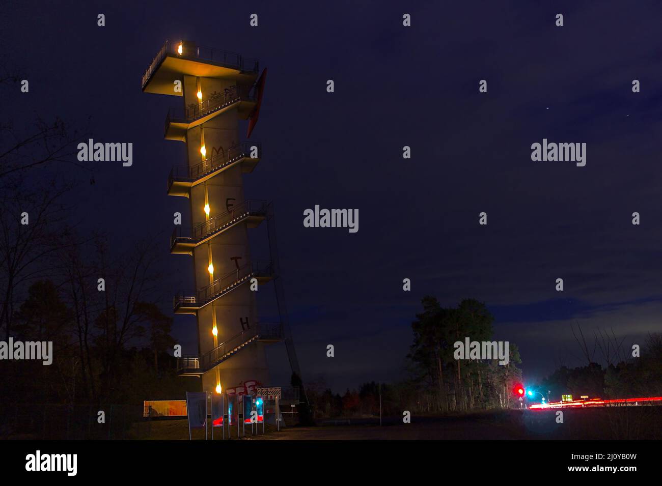 Lookout Point at Night with Light Trails Stock Photo Alamy