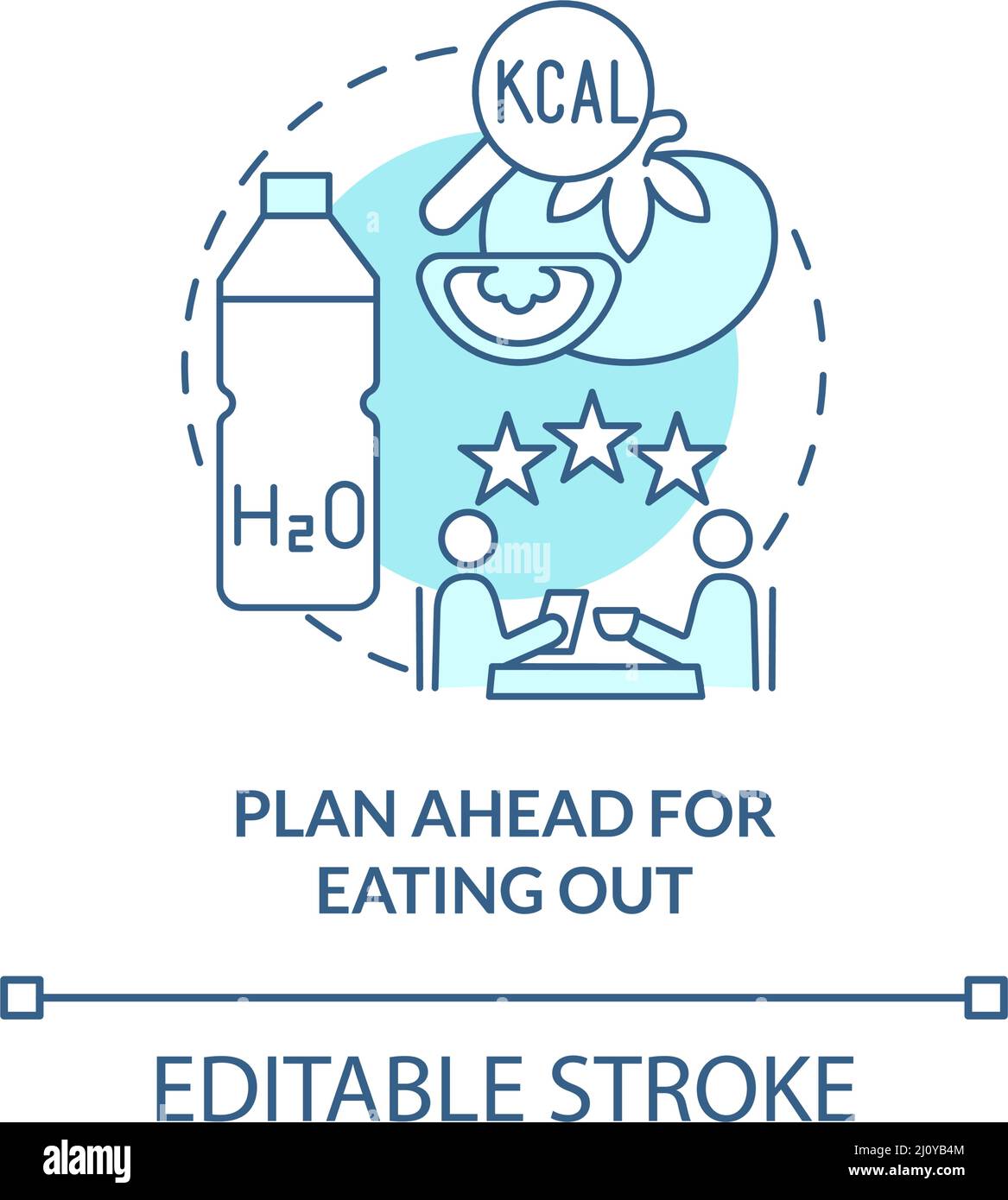 Plan ahead for eating out turquoise concept icon Stock Vector