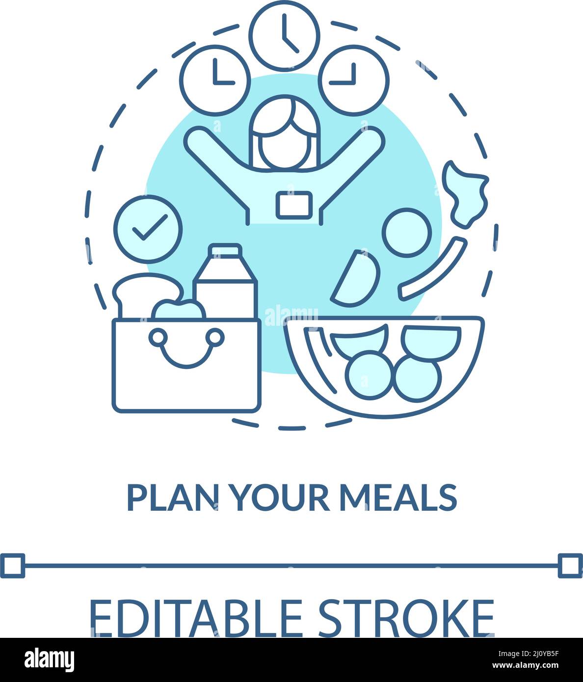 Plan your meals turquoise concept icon Stock Vector