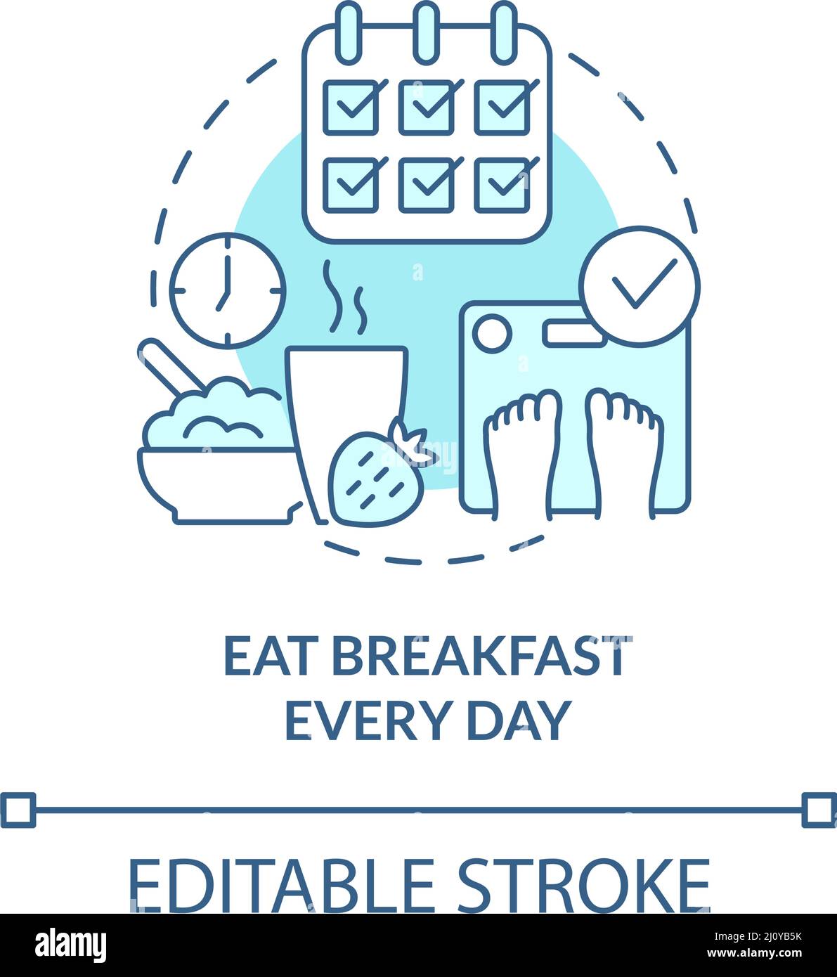 Eat breakfast every day turquoise concept icon Stock Vector