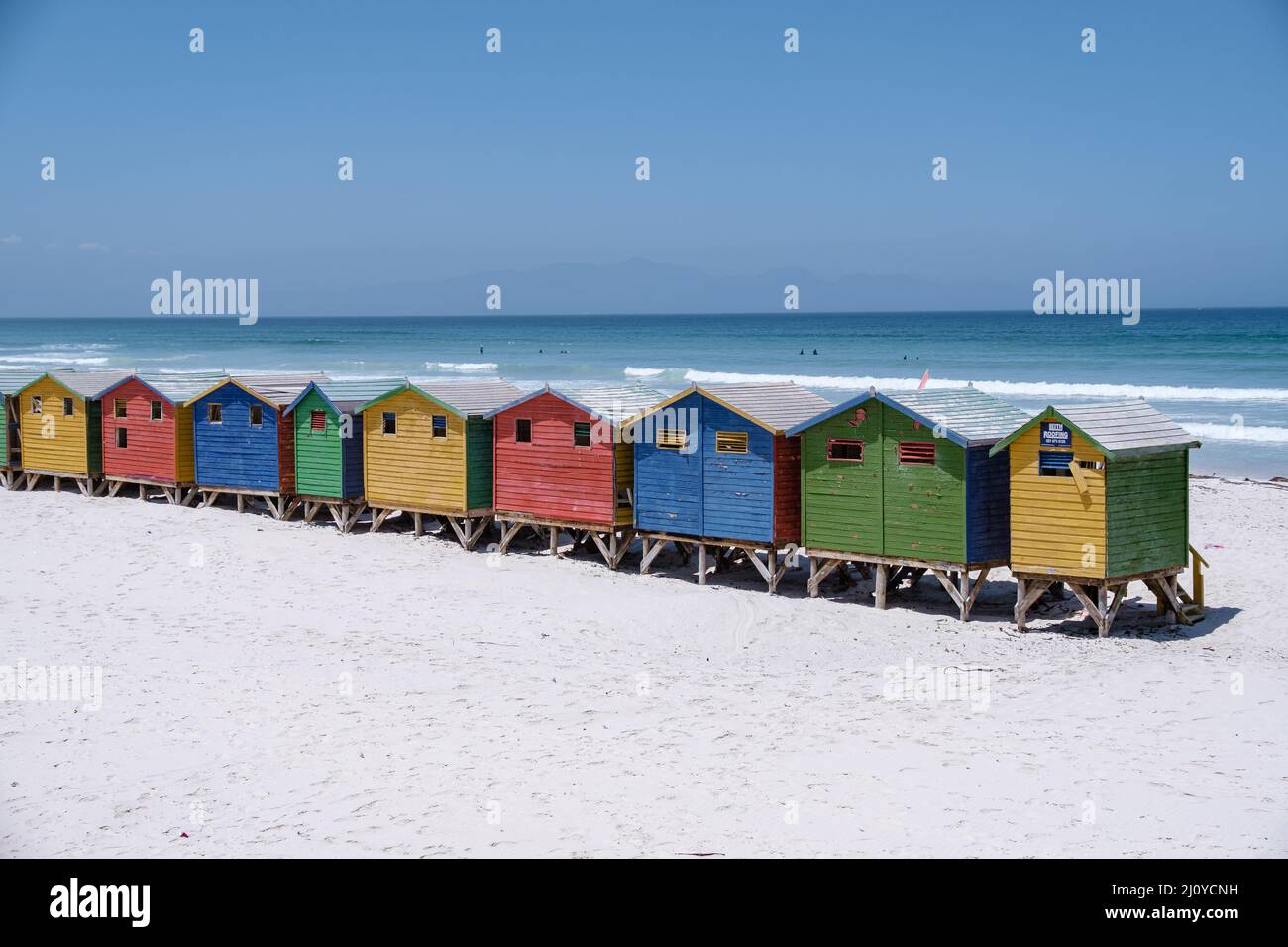 Colorful beach house at Muizenberg beach Cape Town,beach huts, Muizenberg, Cape Town, False Bay, South Africa Stock Photo