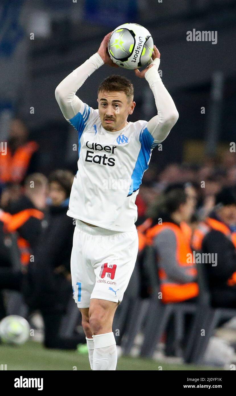 Valentin Rongier of Marseille during the French championship Ligue 1 football match between Olympique de Marseille and OGC Nice on March 20, 2022 at Velodrome stadium in Marseille, France - Photo Jean Catuffe / DPPI Stock Photo