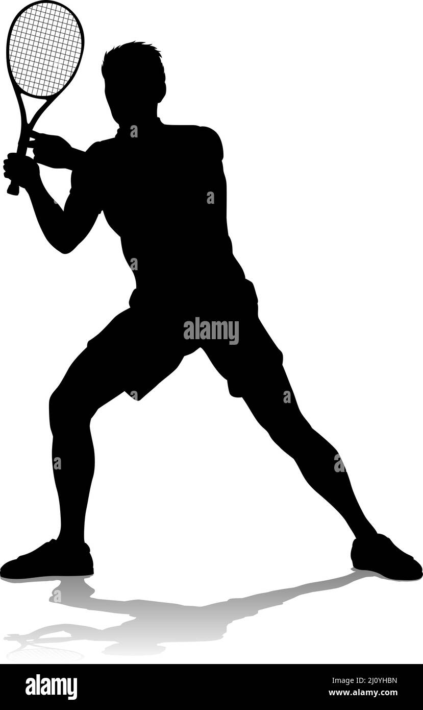 Tennis Silhouette Sport Player Man Stock Vector