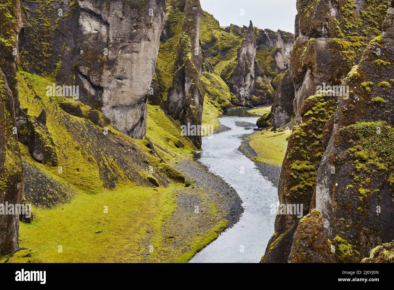 Fathrijargljufur Gorge, near Kirkjubaejarklaustur, Iceland. Stock Photo