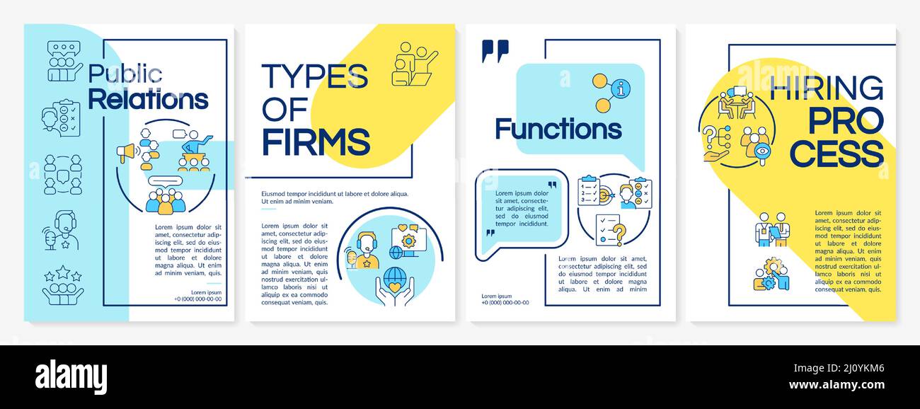PR blue and yellow brochure template Stock Vector Image & Art - Alamy