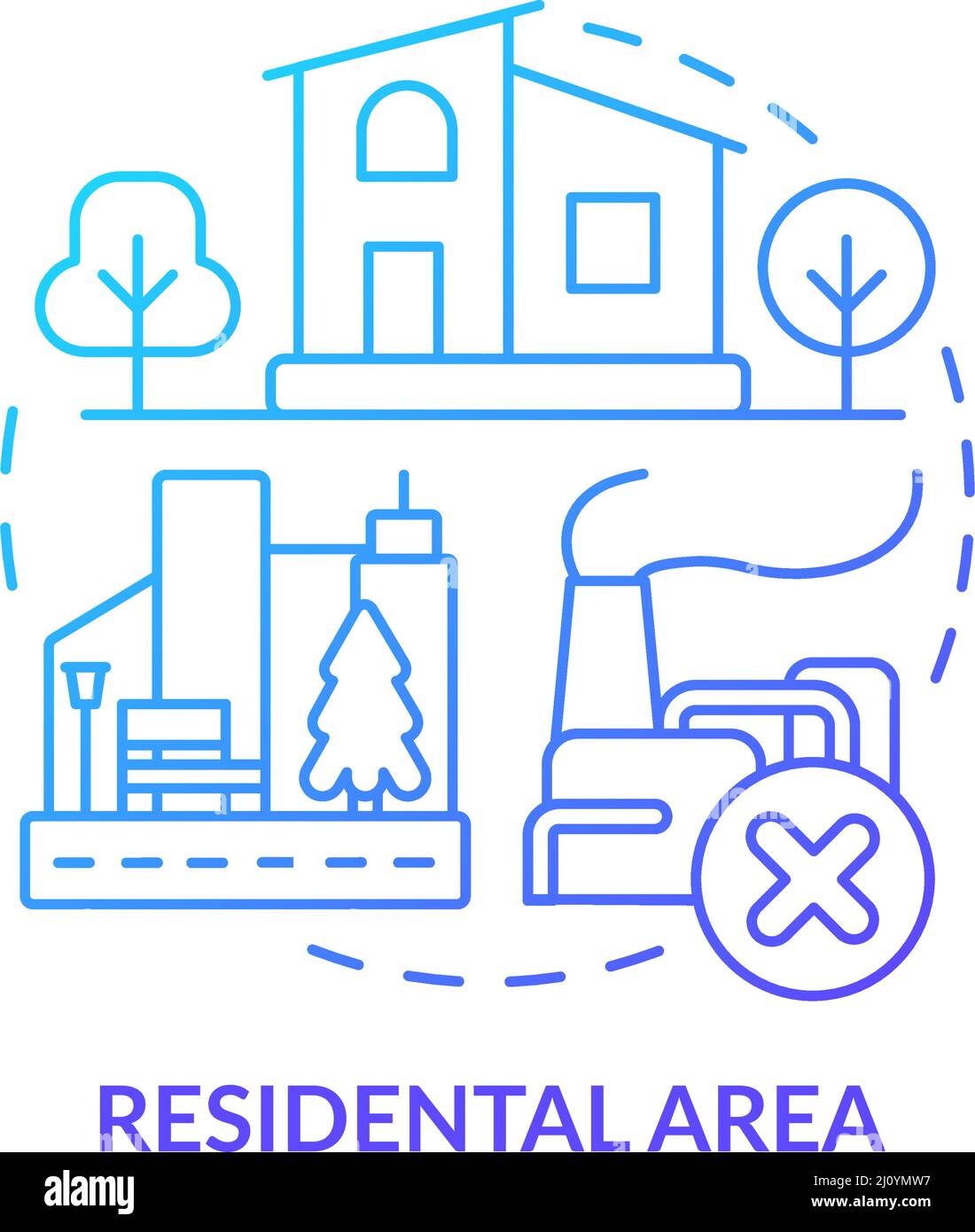 Residential area blue gradient concept icon Stock Vector