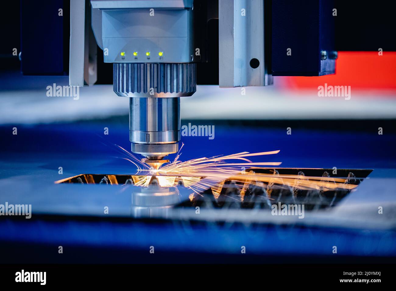 Macro photo cutting of metal CNC Laser engraving. Concept background