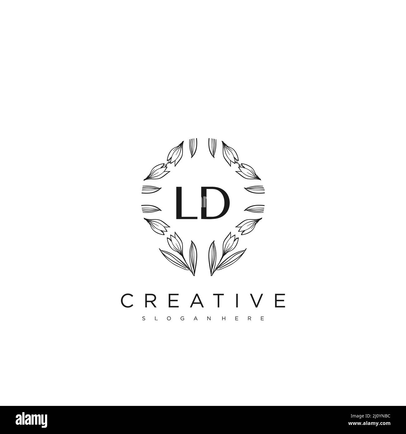 LD Initial Letter Flower Logo Template Vector premium vector Stock