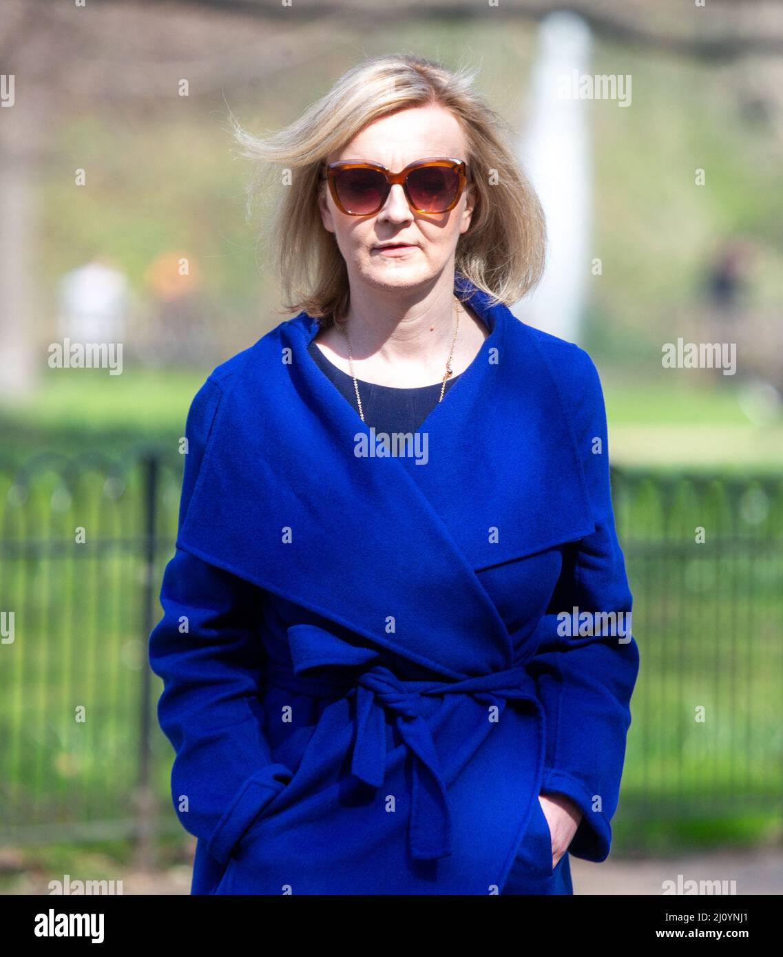 London, England, UK. 21st Mar, 2022. Foreign Secretary LIZ TRUSS is seen walking in a park in Westminster. (Credit Image: © Tayfun Salci/ZUMA Press Wire) Stock Photo