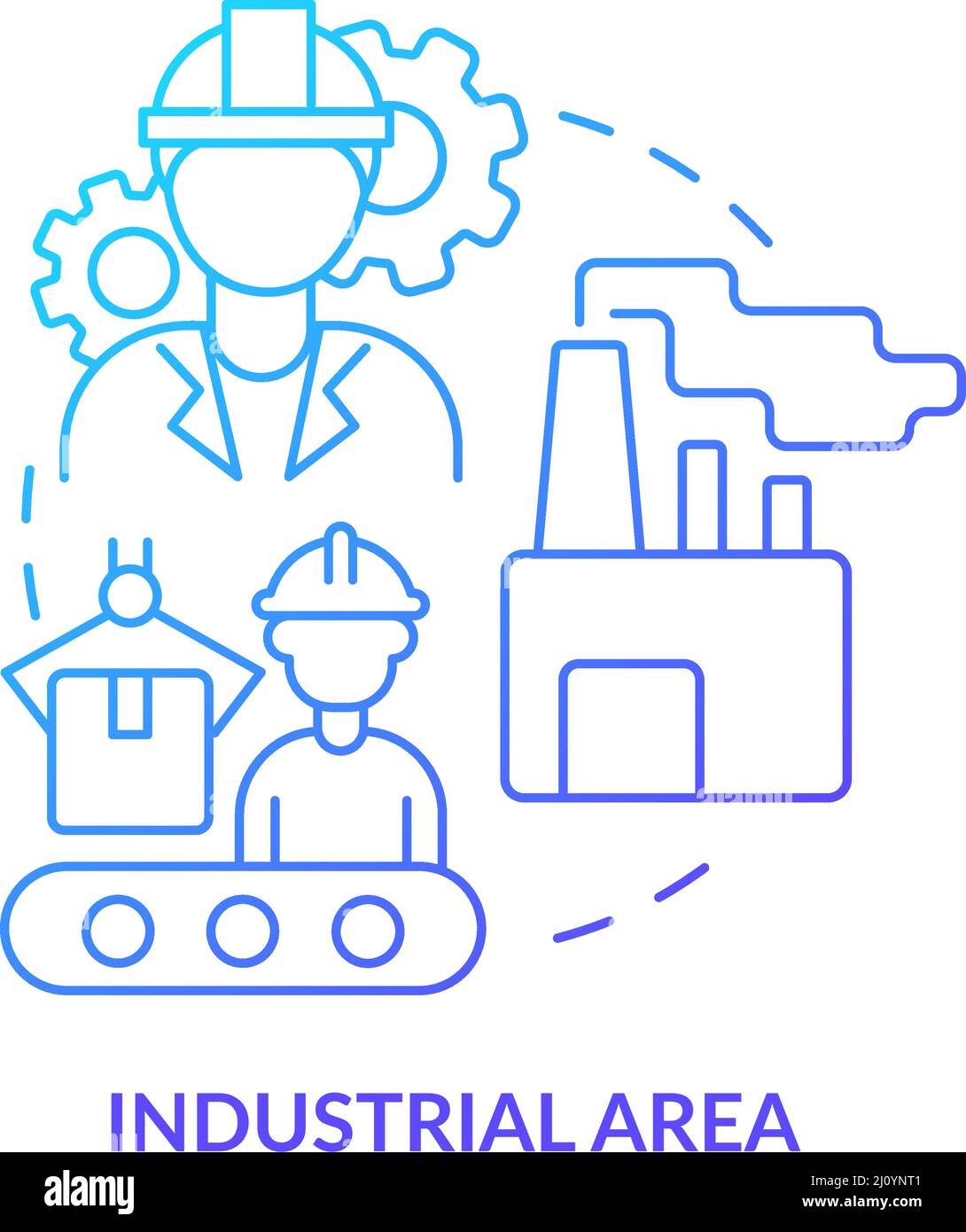 Industrial area blue gradient concept icon Stock Vector
