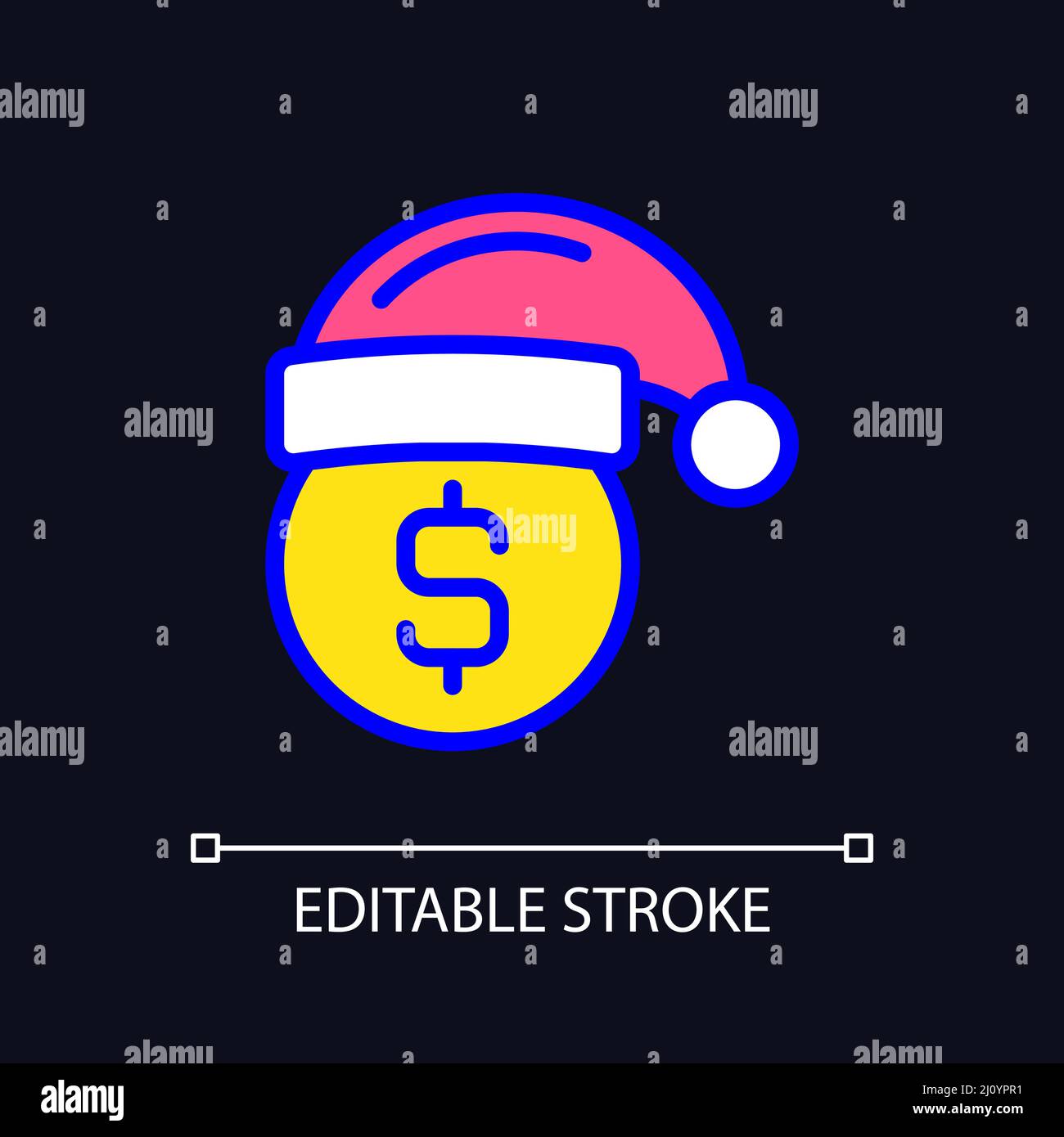 Holiday bonus pixel perfect RGB color icon for dark theme Stock Vector ...