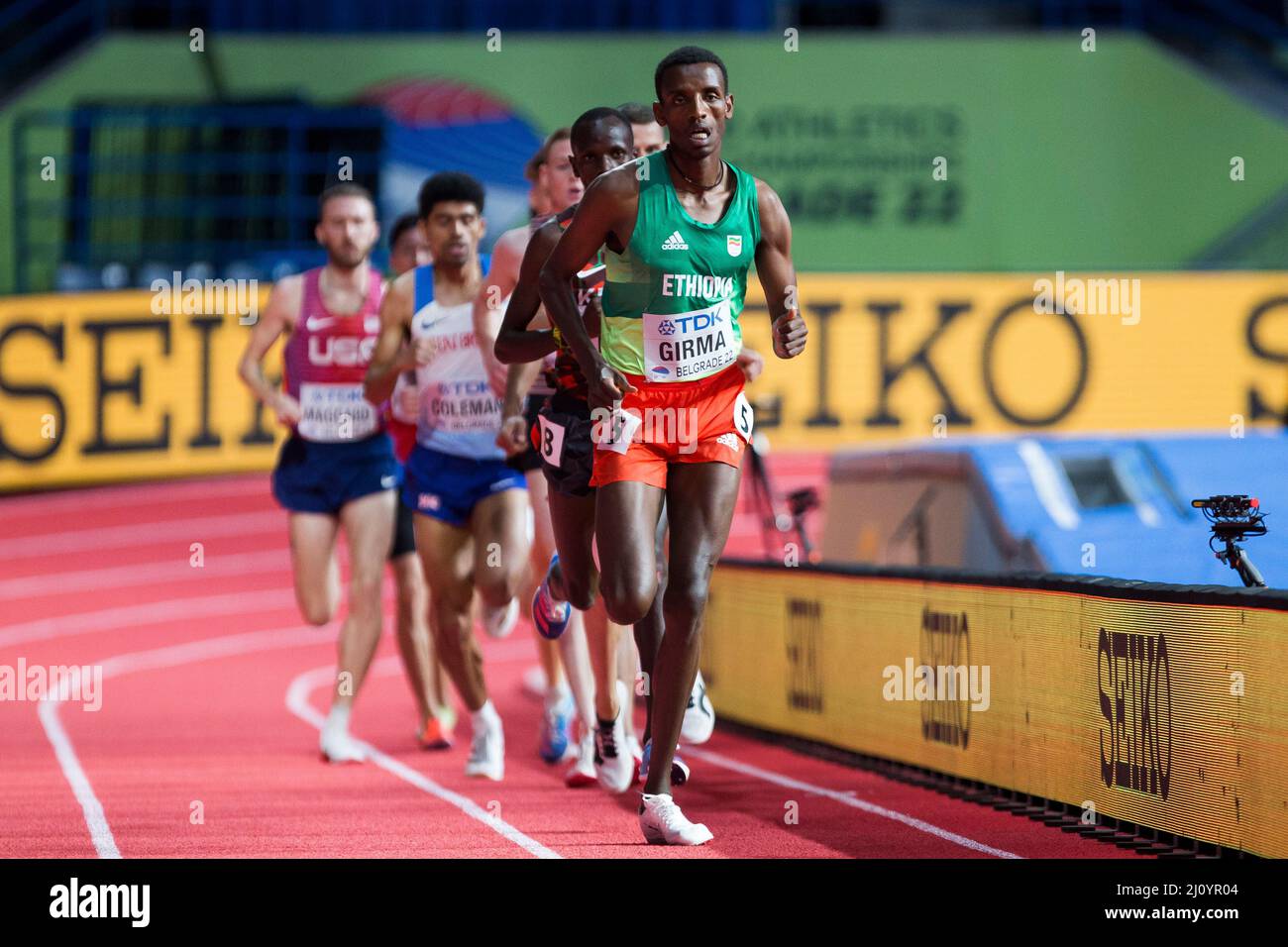 Belgrade, Serbia, 18th March 2022. Lamecha Girma of Ethiopia during the World Athletics Indoor Championships Belgrade 2022 - Press Conference in Belgrade, Serbia. March 18, 2022. Credit: Nikola Krstic/Alamy Stock Photo