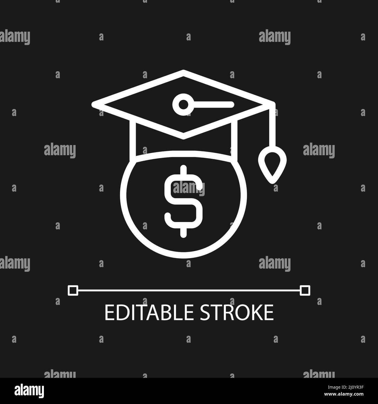 Scholarship pixel perfect white linear icon for dark theme Stock Vector ...