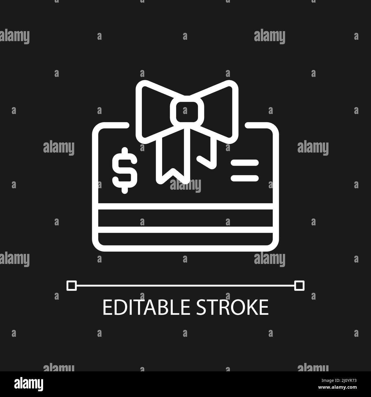 Gift cards pixel perfect white linear icon for dark theme Stock Vector ...