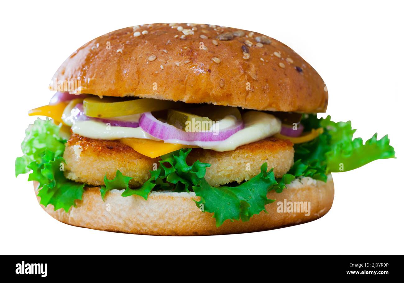 Cheeseburger with chicken nuggets Stock Photo - Alamy