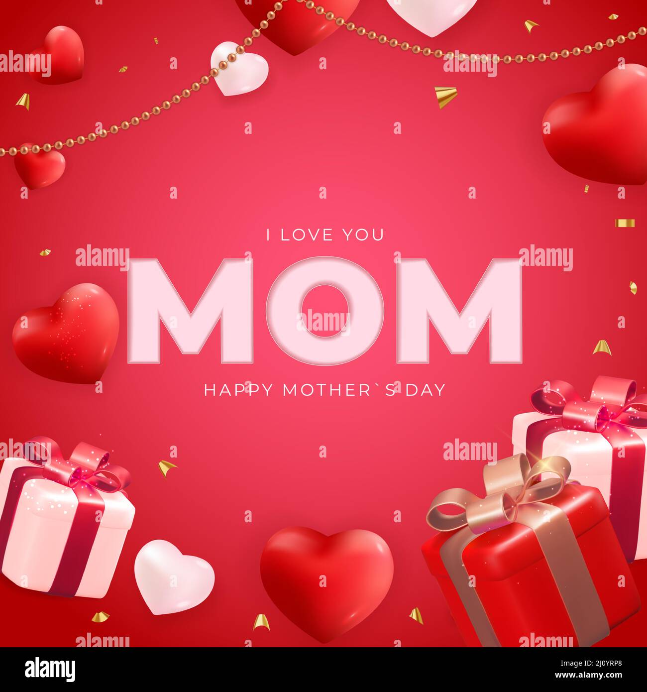 I love you mom. Happy Mother's Day holiday background. Vector ...