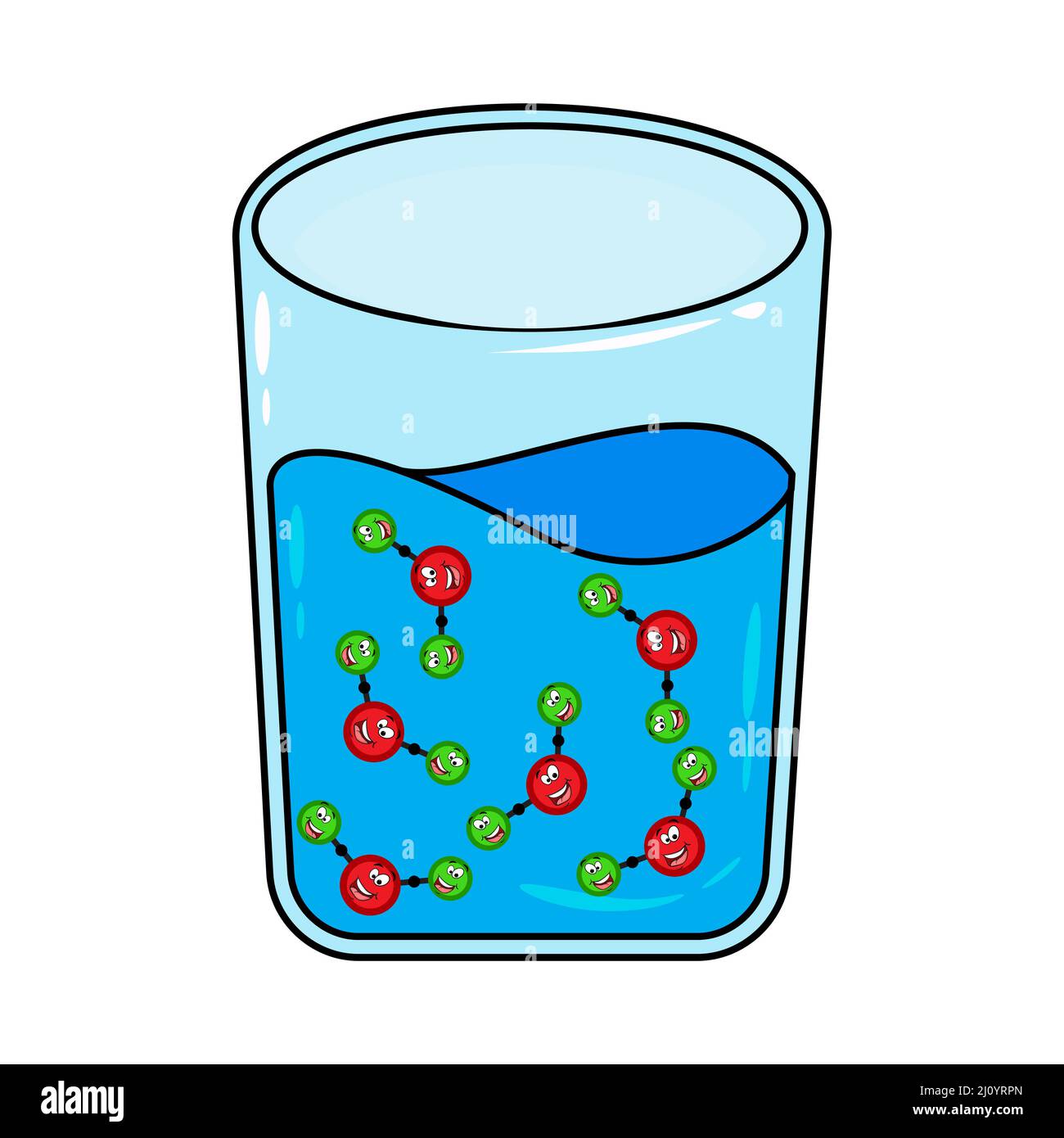 H2O molecule in glass. Water matter icon. Vector illustration isolated on white background Stock Vector