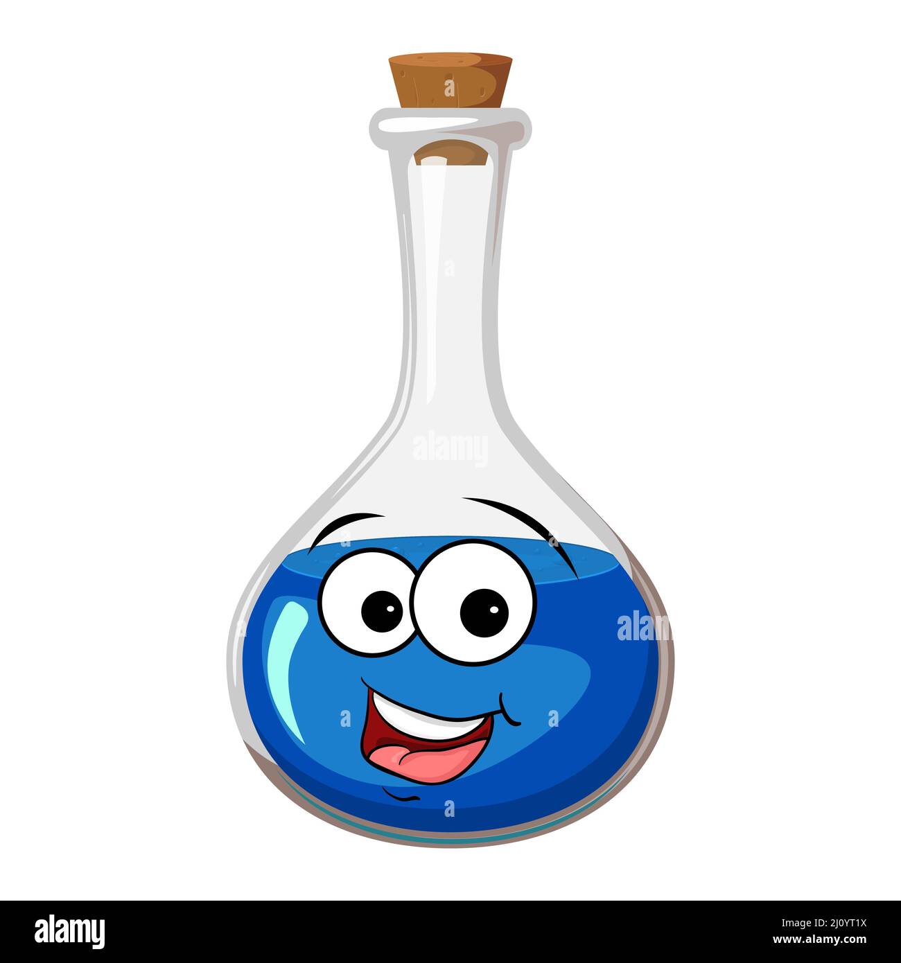 Blue potion mascot cartoon character. Vector illustration isolated on white background Stock Vector